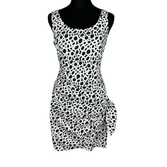 Vintage DBA-LA Sun Dress Overlap Wrap Tie Body Flattering Size S Black & White - Picture 1 of 15